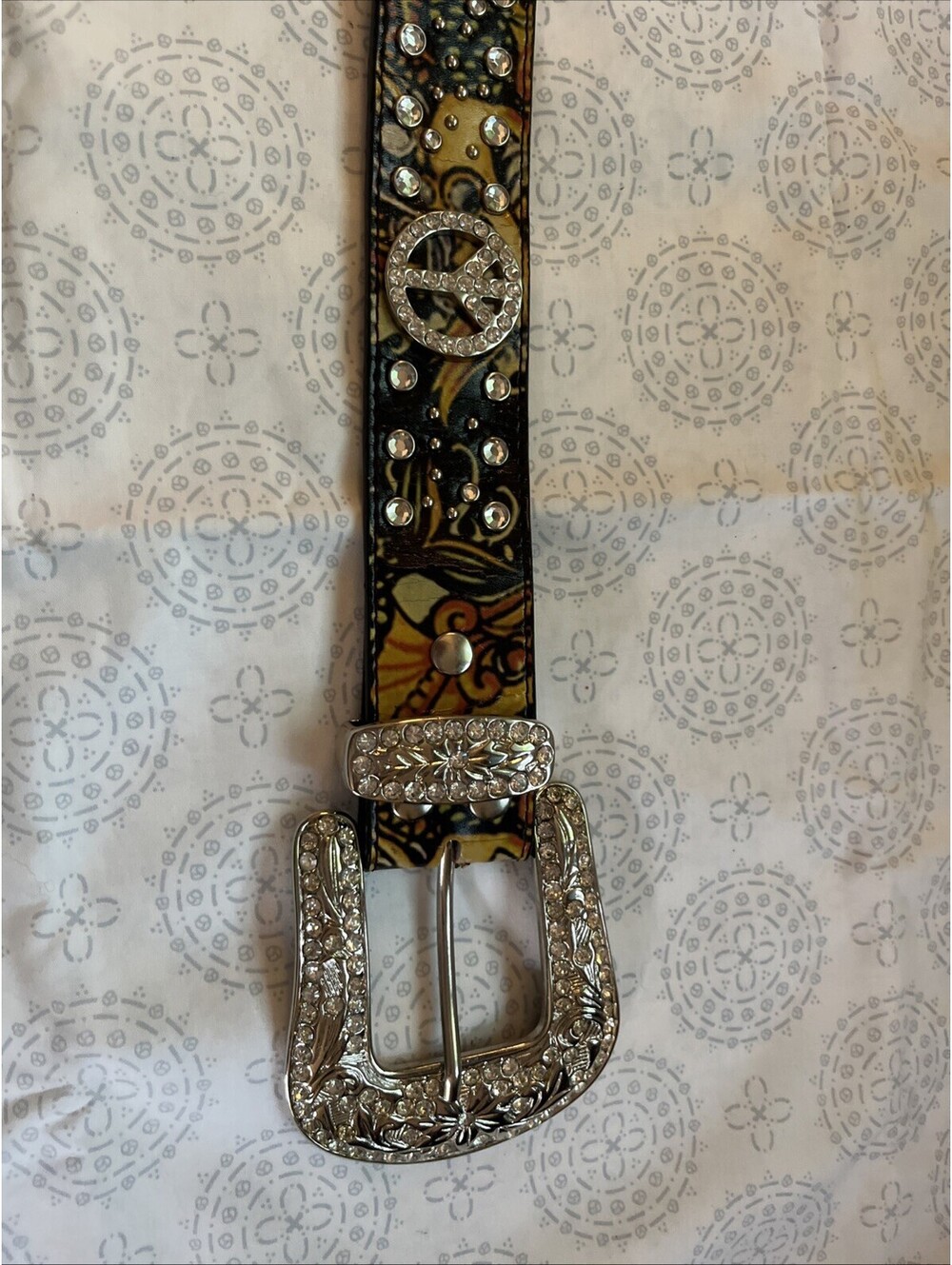 Nocona Rockabilly Belt Rhinestone Peace Western Y2K 90’s Vintage Tattoo